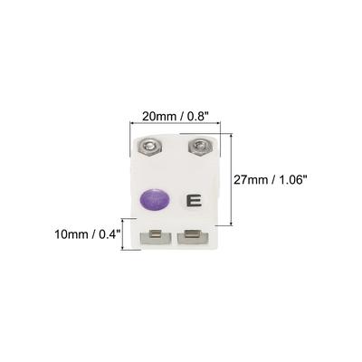 E Type Ceramics Thermocouple Wire Connectors Female Plug Adapter 650°C - White