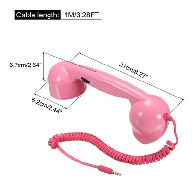 3.5mm Retro Telephone Handset Phone Telephone Receiver Pink