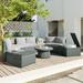 Light Gray 10-Piece Outdoor Sectional Patio Rattan Sofa Set