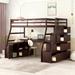 Whimsical Twin Loft Bed with Desk, Shelves, and Drawers, Sturdy Pine Wood and MDF Construction, Playhouse-Inspired Design