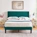 Javlergo Upholstered Bed Frame with Wingback Panel Headboard, No Box Spring Needed