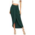 Floral Skirts For Women Short Casual Slit Wrap Asymmetrical Elastic High Waist Maxi Draped Solid Black Tennis Skirt High Waisted