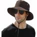 Men s Boonie Hat Summer Sun Hat UV Protection Waterproof for Safari Fishing Cap(56-58cm Brown)