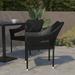 BizChair Set of 2 Commercial Grade Stacking Patio Chairs All Weather PE Rattan Wicker Patio Dining Chairs in Black