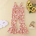 Vedolay Summer Jumpsuit Girls Printed Knit Romper with Elastic Waistband Orange 2-3 Years