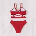 dmqupv Big Girl Swim Suit Toddler Girl 2 Piece Swimsuit Sport Solid High Waist Bikini Set Swimwear Girl Size 12 Swim Suit Red 11-13 Years