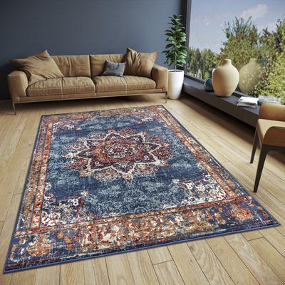 Teppich HANSE HOME "Maderno", blau, B:200cm H:8mm L:280cm, Polypropylen (PP), Jute, Polyester, Teppiche, Läufer, Orientalisch, Kurzflor, Wohnzimmer, Schlafzimmer, Esszimmer Image