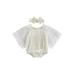 Qtinghua Infant Newborn Baby Girls Summer Outfits Embroidery Floral Lace Romper One-Piece Jumpsuit Princess Clothes White 18-24 Months