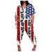 Wycnly Womens Jumpsuits Plus Size Independence Day Patriotic Long Jumpsuits Overalls with Pocket Trendy Star USA Flag Print V-Neck Short Sleeve Maxi Summer Rompers Black xxl