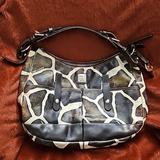 Dooney & Bourke Bags | Dooney And Bourke Zebra Print Leather Bag Euc | Color: Brown/Cream | Size: Approximate 14.5 X 10 X 3