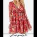 Free People Dresses | Free People Closer To The Heart Mini Dress Floral Tiered Bell Sleeve Boho 70s | Color: Red | Size: L