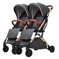 Twins Baby Stroller for Infant and Toddler, Double Stroller for Newborn Can Sit Lie Detachable Carriage Pushchair Folding Prams Trolley Portable Strollers with Mosquito Net (Color : Gray C)