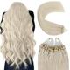 YoungSee Micro Beads Hair Extensions Blonde Human Hair Micro Loop Extensions Platinum Blonde 24 Inch Micro Ring Extensions Blonde Hair Extensions Micro Blonde 1g/s 50g Cold Fusion