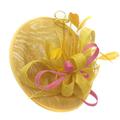 Yellow and Baby Pink Sinamay Big Disc Saucer Fascinator Hat for Women Weddings Headband