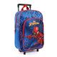 PERLETTI Spiderman Carry On Backpack for Little Boys Blue and Red - Rucksack with Wheels for Children Kindergarten and Travel - Marvel Spider Man Kids Backpack with Front Pocket - 36x25x12 cm