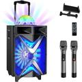 VeGue Karaoke Machine with 2 Wireless Microphones, 10" Big Subwoofer Portable PA System Bluetooth Speaker with Disco Ball, Tablet Holder, Ideal for Home Karaoke, Party, Outdoor Events (VS-1088)