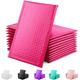 Bubble Mailer 100 Pack, Metallic Foil Bubble Mailers, Waterproof Self Seal Adhesive Shipping Bags, Cushioning Padded Envelopes for Shipping, Mailing, Packaging, Bulk (Pink, 220x270mm)