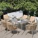 SHINYOK Rectangular 6 - Person 62.99" Long Outdoor Dining Set w/ Cushions Stone/Concrete/Metal in Brown | 62.99 W x 35.43 D in | Wayfair