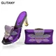 Ensemble de chaussures et sacs en cuir italien pour femmes violet biscuits dames