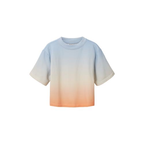 TOM TAILOR DENIM Damen T-Shirt mit Farbverlauf, orange, Farbverlauf / Dip-Dye, Gr. L