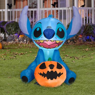 Gemmy Airblown Stitch w/Jack O' Lantern Disney, 3 ft Tall, Multi