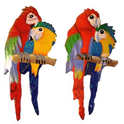 Tropical Beach Macaw Parrot Haitian Metal Magnet Set 2 - Red