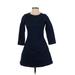 Trafaluc by Zara Casual Dress - A-Line Crew Neck 3/4 sleeves: Blue Print Dresses - Women's Size Small