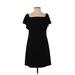 Charles Henry Casual Dress - Mini: Black Solid Dresses - Women's Size Small