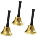 3Pcs Steel Hand Bell and Call Bell to Care for Call for Pets Loud Call Bell Alarm The Sick and Elderly or to Signal Dinner Ringing 4.72 Inches Tall (Gold)