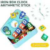 HLONK 85Pcs Kids Learning Math Box Wooden Number Blocks Magnetic Puzzle Travel Box Time Learning Counting Stick Rod with Storage Box Educational Toy Gift for Kids