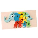 Wooden Puzzle Animal Toy Animal Wooden Puzzle Colorful Wooden Animals Puzzle Puzzles for Children Boys Kids Preschool Birthday Gifts Elephant