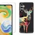 OneToughShield Â® for Samsung Galaxy A14 5G Phone Case with Tempered Glass Screen Protector Fashion Cover Case - Geometric Deer