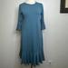 Lularoe Dresses | Lularoe Maurine Slate Blue Ruffle Lace Sleeves Dress Sz S | Color: Blue | Size: S