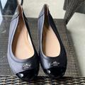 Coach Shoes | New Coach Sz 6.5 Black Leather Flat Ballet Shoes | Color: Black/Silver | Size: 6.5