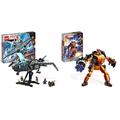 LEGO 76248 Marvel Der Quinjet der Avengers & 76243 Marvel Rocket Mech, Spielzeug-Action-Figur des Waschbär Avengers aus Guardians of The Galaxy mit Sammelfiguren für Kinder ab 6 Jahren