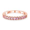 TJC Pink Sapphire Half Eternity Ring In 18ct Yellow Gold Plated 925 Sterling Silver for Women Size Q Prong Setting September Birthstone