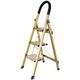 GEIRONV Household Step Stool, Portable Ladder Extended Home Folding Steps Family Balcony Three Step Ladder Attic Ladder Shop Ladder Stepladder (Color : Gold)