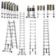 Aluminium Telescopic Ladder, Extendable Telescopic Ladder, Foldable Loft Ladder, EN131 Certified, Resistance to 150 kg, 2.6 m