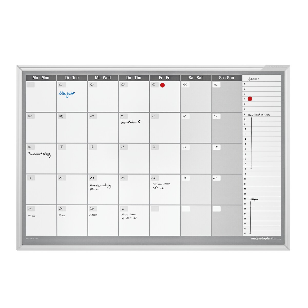 Magnetoplan Monatsplaner Plantafel Querformat - 92x62,5cm (BxH) 7-Tage-Woche Aluminiumrahmen Image