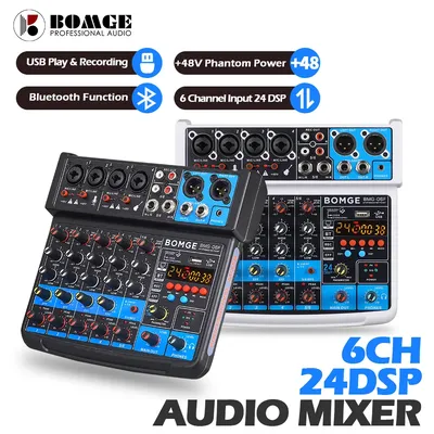 BOMGE – Console de mixage Audio Portable sans fil 6 canaux 24 DSP USB carte son pour DJ