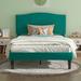 Wade Logan® Auxter Modern Platform Bed Frame w/ Height Adjustable Upholstered Headboard No Box Spring in Green | Wayfair