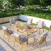 Corrigan Studio® Fabre Oval 6 - Person 63" Long Outdoor Dining Set w/ Cushions Wood/Plastic in Brown | 63 W x 35.4 D in | Wayfair