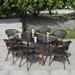 Bayou Breeze Ambriana Rectangular 6 - Person 47.2" Long Outdoor Dining Set Glass in Black | 47.2 W x 31.4 D in | Wayfair