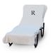 Latitude Run® Monogrammed Chaise Lounge Outdoor Cover -Set of 1 -Block Letter, Cotton in White/Black | 30 H x 89 W x 15 D in | Wayfair