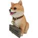 Red Barrel Studio® Granville Pomeranian Puppy Dog w/ Jingle Collar & Reversible Greeting Plank Sign Statue Resin in Blue/Green/Red | Wayfair
