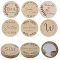 Miroir en bois personnalisé 50 pièces poche ronde compacte en bois cadeau de baptême personnalisé