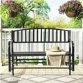 Patio Glider Bench Garden Bench for Patio Outdoor Bench Metal Bench Park Bench Cushion for Yard Porch Work Entryway Black