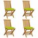 Aibecy Patio Chairs with Bright Green Cushions 4 pcs Solid Teak Wood