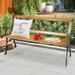 Outdoor Bench Garden Bench Patio Bench 50 Metal Park Bench Rose Cast Iron Hardwood Furniture for 2 Person for Park Yard Porch Patio Deck Lawn Natural