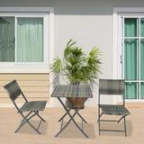 Oasis Casual 3Pcs Patio Outdoor Rattan Collapsible and Portable Conversation Set